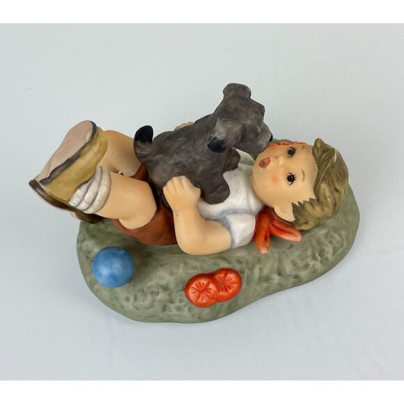 Vintage Berta Goebel 1996 "PALS" Boy Playing with Black Dog Figurine, Home Decor - Picture 4 of 8